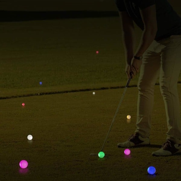 6 stk. LED golfbolde, lysende golfbolde, golfbolde der lyser i mørke, til nattræning og golfslag over lange afstande