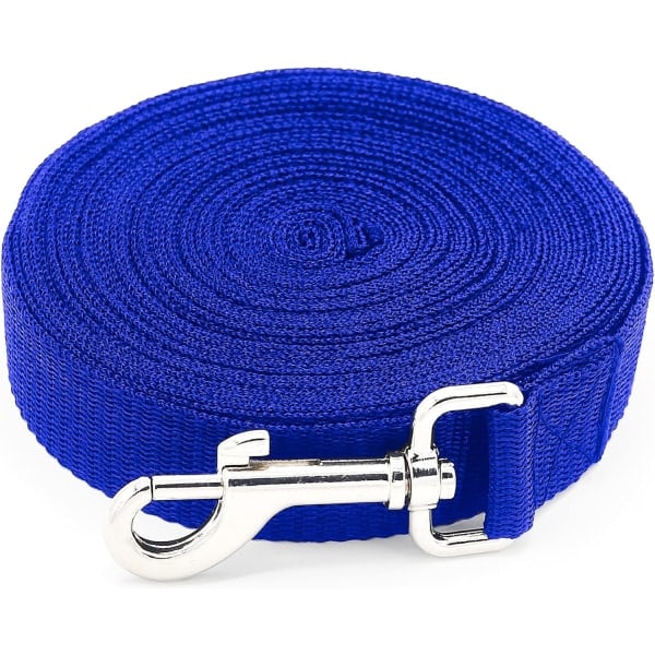 Ekstra Lang Hundetreningsline, 5m Nylonline for Store, Mellomstore og Små Hunder - Perfekt for Innkallingstrening, Lydighet, Løping, Camping Blue