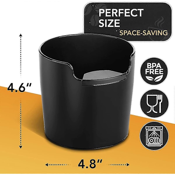 Knock Box med forbedret håndtering - Innovative espressoværktøjer - Kaffe Knock Box Espresso, Sort - Tilbehør til espressomaskine - Knock Box til Esp