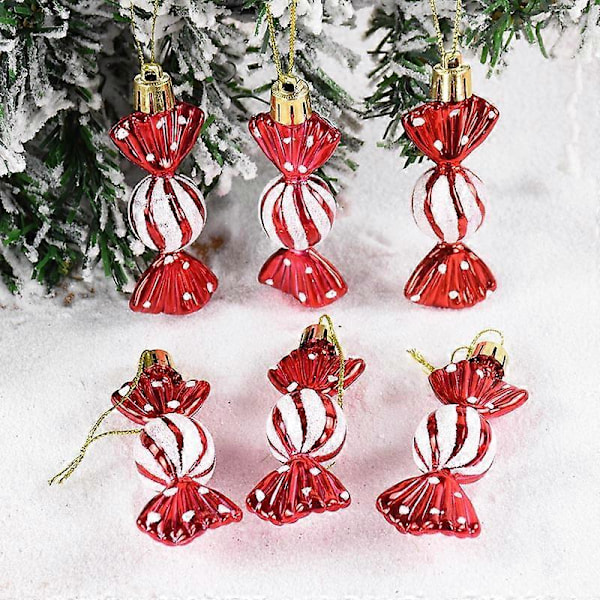 6 st Julgransdekorationer Godis Käppar Röda Godiskäppar Julgran Hängande Dekoration För Hemmet Nyårsgåvor Navidad Noel Ornament B03