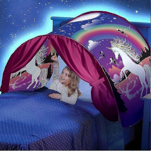 Fancy Dream Tents Børne Unicorn Space Foldbart Telt Indendørs Seng Hus Telt Unicorns