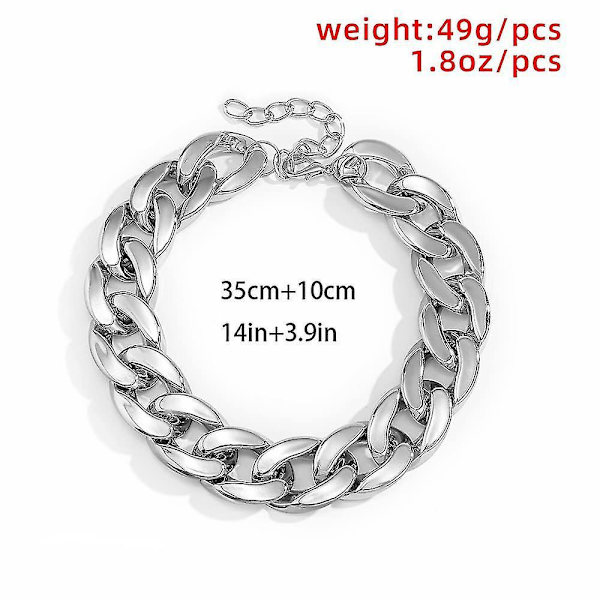 Punk Cuban Link Kæde Choker Halskæde Guld Letvægts Chunky Oval Kædeled Halskæde Statement Hip Hop Smykker igX LTE silver