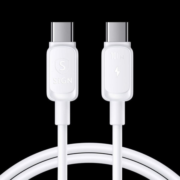 SiGN USB-C till USB-C Kabel 100W, 2m - Vit