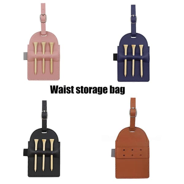 Golfpose Clip Golf Tees Holder Golftaske Tilbehør, Golfpose Organizer Bælte PU Læder Golf Tees Taske Til Golf Navy Blå Navy Blue