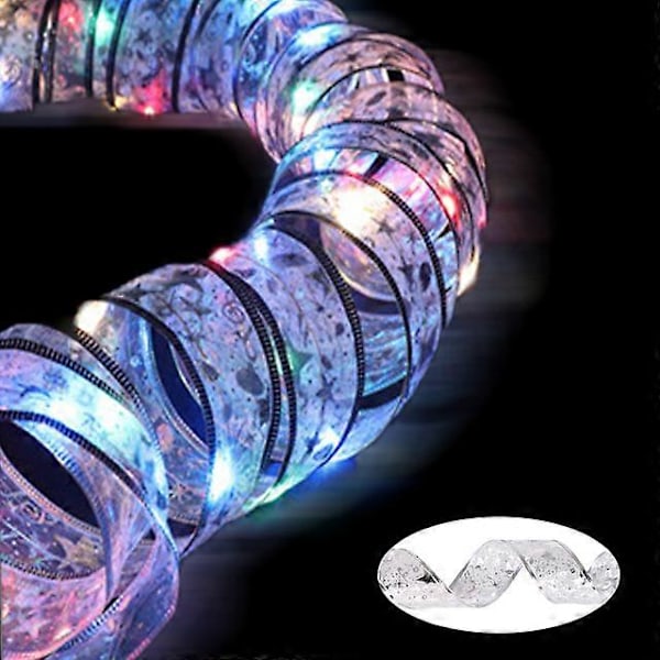 Nauha Keijuvalo Joulukoriste Joulukuusen Koristeet Kotiin 2023 Jouluvalot Navidad Natal Uusi Vuosi 2024 Silver-Multicolor 2M
