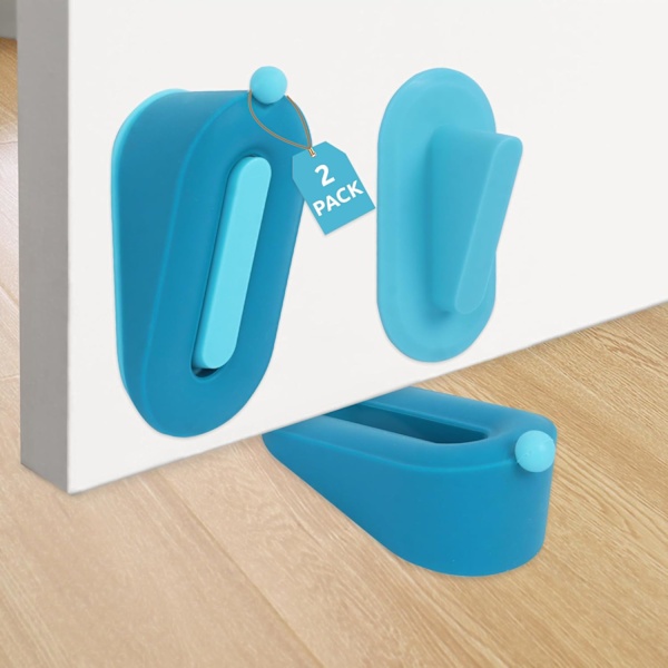 Söta dörrstoppar, dörrstoppar för golv, 2-pack dörrstopp, dekorativa gummistoppar, skyddar dina golv Blue