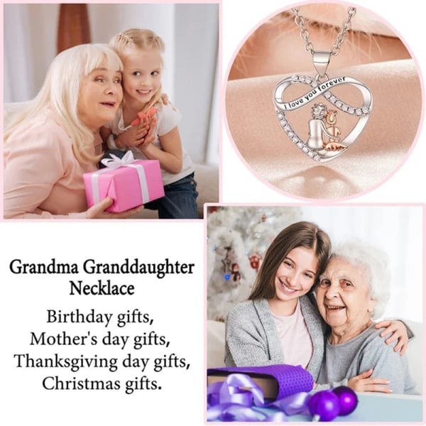 Bestemor Barnebarn Halskjede med Kort Jeg Elsker Deg For Alltid