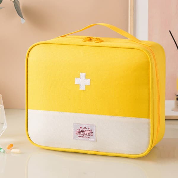 Mini Bärbar Medicinväska Mini Tom Medicinväska Multifunktionell Utomhusväska Yellow Extra Large