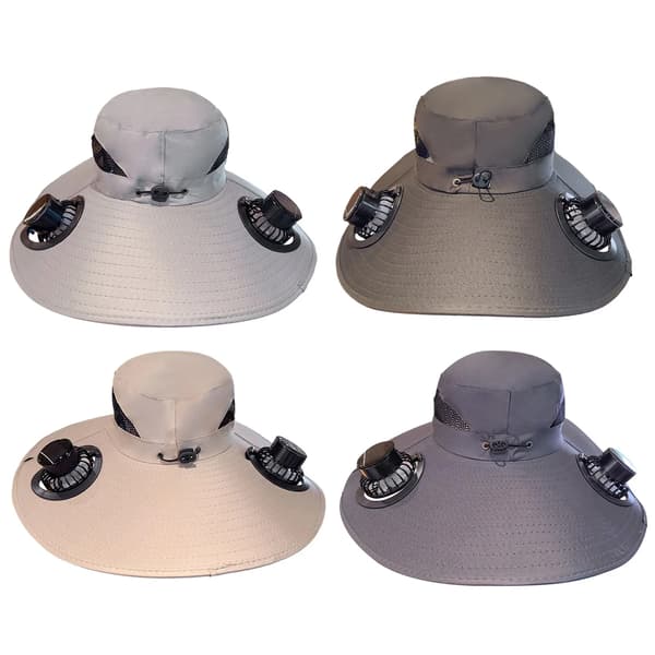 Soldriven och USB-driven fläktfiskehatt utomhus, solskydd, dubbelfläkt solhatt, helt ny modell. Light gray