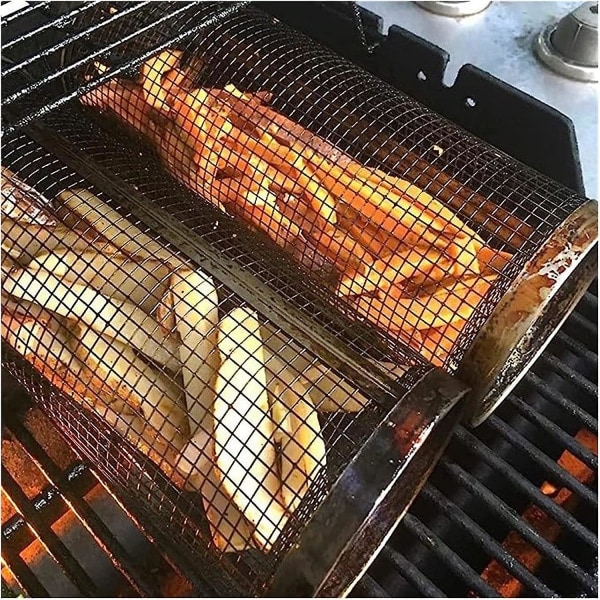 Grillkurv, utendørs grillbur i rustfritt stål