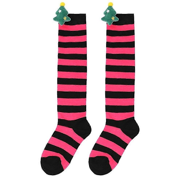 Nya julstrumpor för barn höst och vinter, söta plyschdockstrumpor, knästrumpor, randiga strumpor, tecknade dockstrumpor black rose red Christmas tree