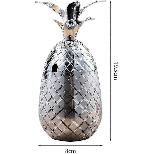 Ananas Ispand med Låg, Drikkespand, Metal, Rustfrit Stål, Ispand, Cocktailtilbehør til Drinks