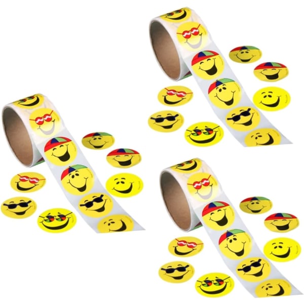 Smile Face-klistermärken 100 stycken gult papper för lärare och föräldrar