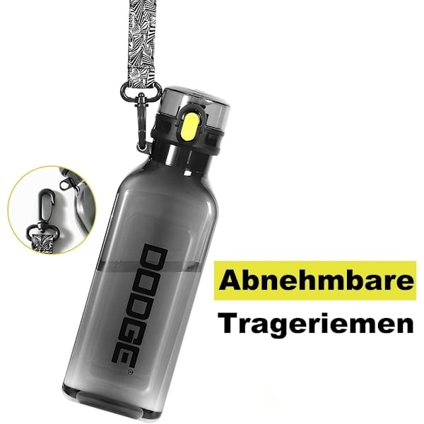 Sportvattenflaska 700ml, Läcksäker och BPA-fri Dricksflaska, Gymvattenflaska, Vattenflaska för Resor Picknick Camping Vandring Black