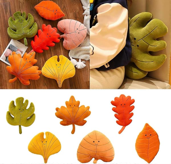 3D Prydnadskudde, Mjuk Plysch Växtkudde Bladformad Kudde Bekväm Sovkudde för Sovrum Soffa Vardagsrum, Unik Design Kudde Maple Leaf