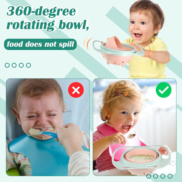 Gyro Bowl Anti Spill Bowl Smooth 360 Degrees Dining Entertaining, Bowl Sets,Toddler Bowls, Non Spill Feeding Toddler, 360 Rotation Gyroscopic Bowl
