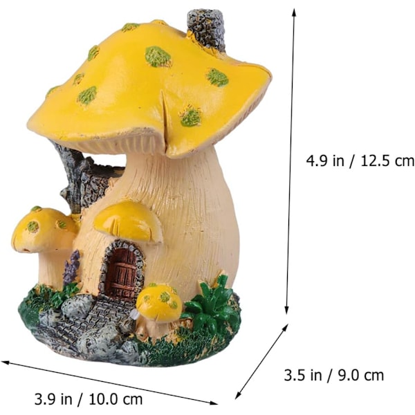 Miniatyr svamp prydnad terrarium tillbehör svamp hus miniatyr svamp hus statyer tillbehör för terrarium dekor glas prydnader Yellow