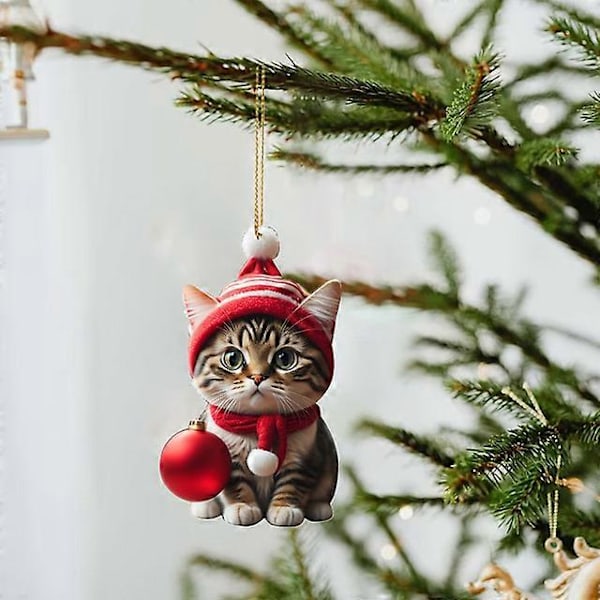 Tecknad Söt Katt 2023 Julgransprydnader Hängande Dekoration Gåva Jul Hängande Träd Personlig Hänge Festtillbehör A4