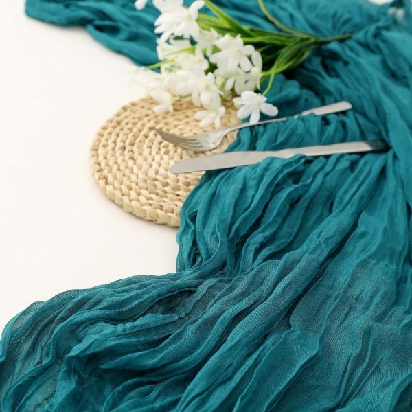 Boheme rustik gaze dug Lyserød gaze dug til baby shower dekoration blue 90cmx300cm