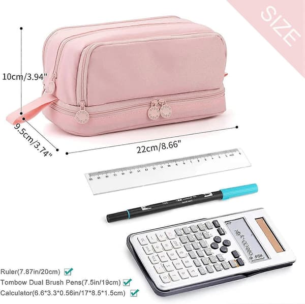 Pencil case, stor penalhus, penalhuse med 4 rum Pink