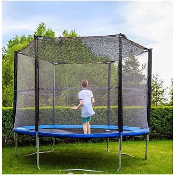 Trampolinetrekk, trampolinetelt, UV-beskyttelse, solbeskyttelse, vanntett, sammenleggbart, taktilbehør – 2,4 m – 6 stolper