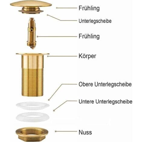Universal afløbsfitting til håndvaske og vaske - Moderne pop-up Click Clack ventil - Afløbsfitting med overløb, messing, rustfrit stål,