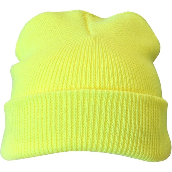 Mjuk och bekväm stickad vintermössa för män och kvinnor - Casual, varm, skön, skully, skidhuvudbonad Yellow
