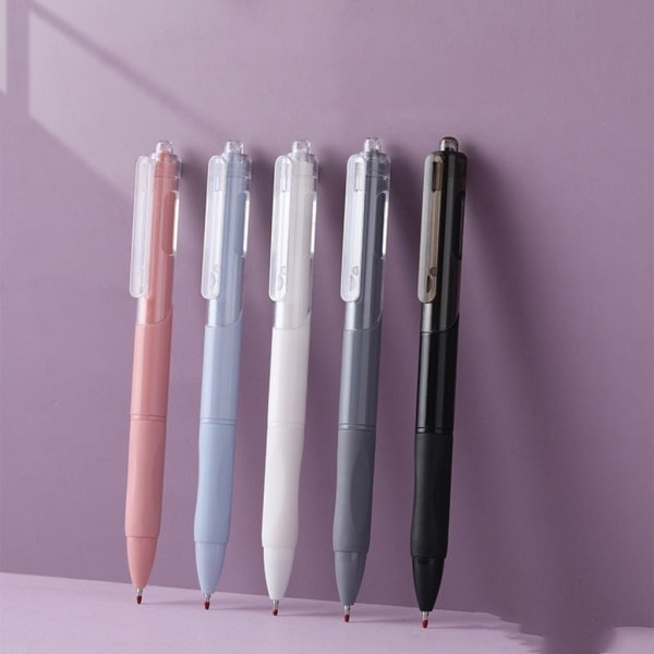 10-pak indtrækkelig neutral pen 0,5 mm sort blæk gel pen hurtigtørrende signaturpen kontor skoleartikler Pink