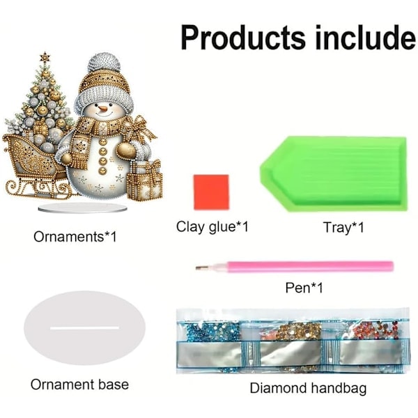 DIY Snømann Diamantmalerisett | Juleborddekorasjon | Sett B B