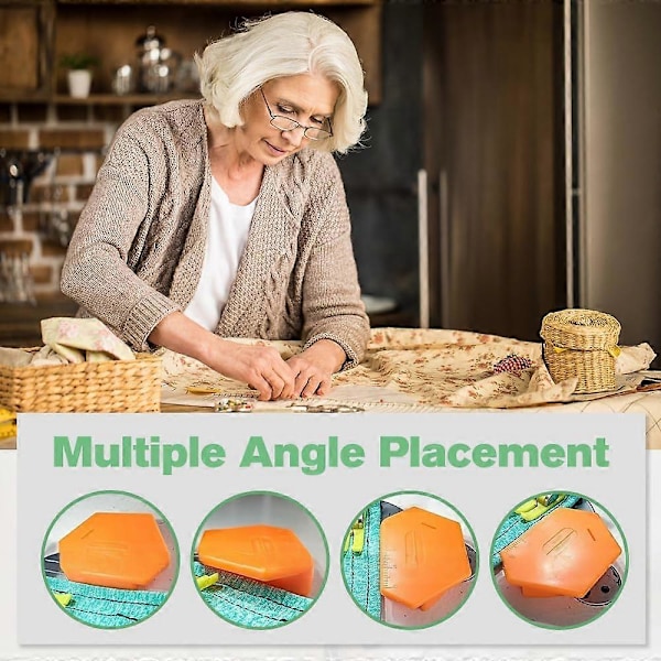 Magnetisk Syguide til Symaskine, Polygonal Multifunktionel Syguide Kantguide med Skala Orange