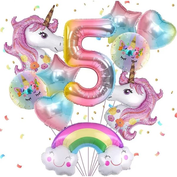 Födelsedagsballonger 1-9 år Enhörningar 5