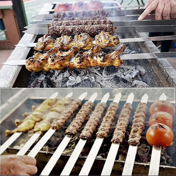 BBQ Varras, Turkiskainen Varras Puukahvoilla, Ruostumattomasta Teräksestä Valmistetut Kebab-Vartaat, Koobideh Kebabille, Turkiskainen BBQ-tyyli 1