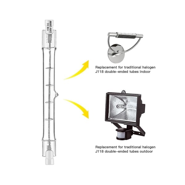 R7s halogeeni lamppu 118mm 200w 230v halogeeni sauva R7s halogeeni lamppu R7s himmennettävä halogeeni lamppu L