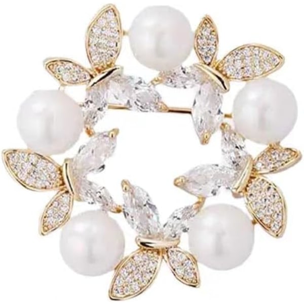 Perleblomst Broscher Pins Mode Perle Rhinestone Blomsterbrosche til Brud, Galla, Brudekrans Brosche Sjal Spænde Nål