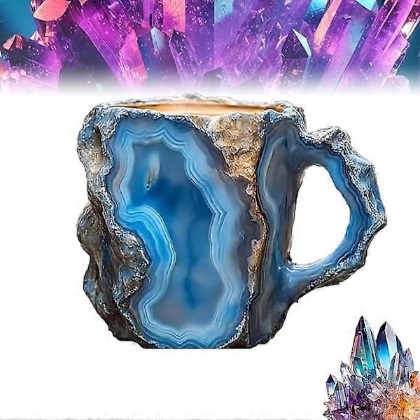 Mineral Crystal Kaffe Kopper, Flerfargede Kaffe Kopper Med Håndtak For Hjem & Kontor Sky Blue