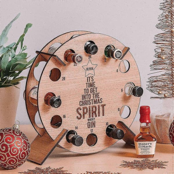 Julevinholder Hvitvinflaskestativ Adventskalender Nedtelling Drikkeholder B Circular wine rack S