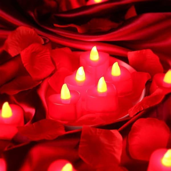 24 Stykker LED Fyrfadslys Hjerteformede LED Kærlighedslys til Valentinsdag (Rødt Lys)