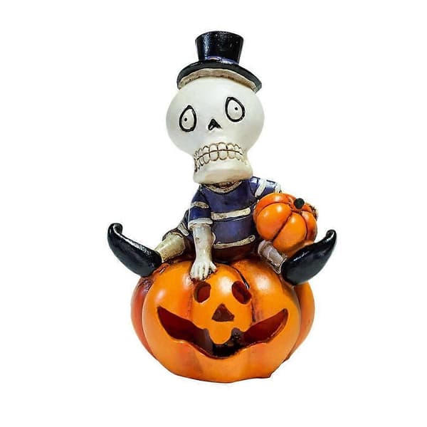 LED Dødningehoved Græskar Statue Lys Dødningehoved Græskar Design Statue Lys Halloween Græskar Lanterne LED Natlys Græskar Fyrfadslys Til skeleton