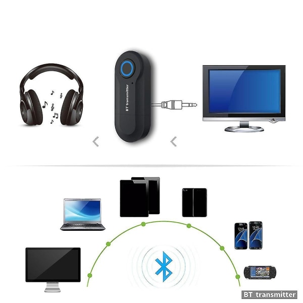 1 Bluetooth-sender Trådløs Audioadapter 3.5mm Drive-Free Stereo TV Computer Desktop Dedikeret