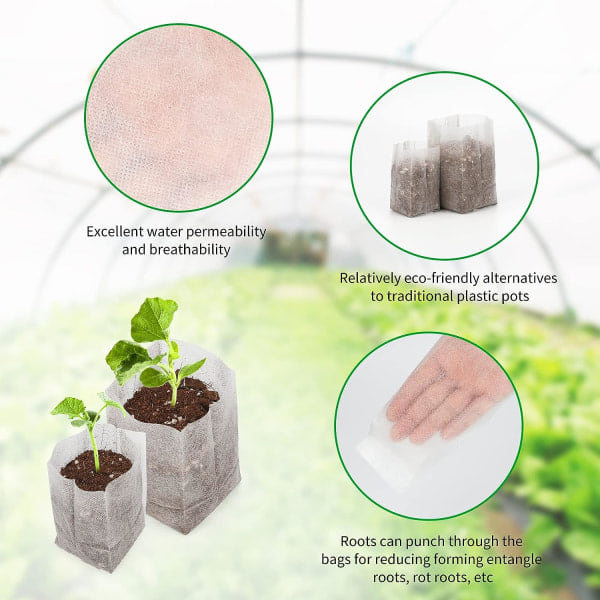 200-pak biologisk nedbrydelige planteposer i non-woven stof