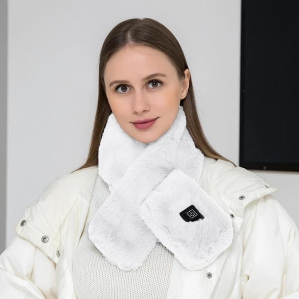 Elektrisk oppvarmet skjerf, skjerf USB oppvarmet skjerf elektrisk varmeskjerf 3 temperaturer varmekompress varmt skjerf white