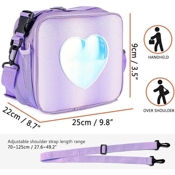Isolert lunsjpose - Regnbue Tote Bag - Lekkasikkert termisk gjenbrukbar kjølepose for piknik, skole, kontor og utendørs Purple