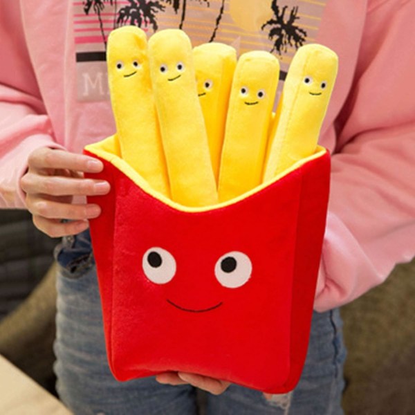 Gosedjur, tecknad pizza pommes frites design soffkudde stoppad plyschdocka A 30cm