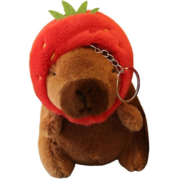 Kapibara-Plush-Avaimenperä Täytetyt Eläimet Avaimenperä Syntymäpäivälahja Pehmeä Realistinen Koristeellinen Reppu-Laukku Ripustus Tytöille Pojille Red