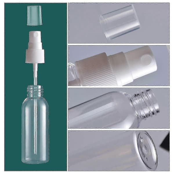 30 st sprayflaskor 30 ml 1 oz klara tomma fina dimma plast mini reseflaskor set, små påfyllningsbara - JA
