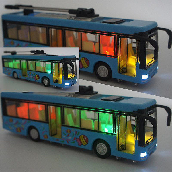 Lasten lelut Alloy Sightseeing Bus -malli 1/32 Trolley Bus Valettu Tram Bus Ajoneuvo Auto Leikki lelu valolla