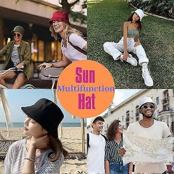 2 stk. Bucket Solhat til Pige & Dreng Foldbare Strandhatte Fiskerhatte til Kvinder Mænd Yellow
