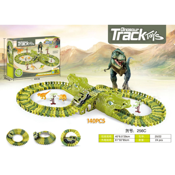 Elektrisk Dinosaur Sporbil Leke DIY Montering Rullebane Tunnel Magisk Spor Barnebil 159 deler 159 pcs