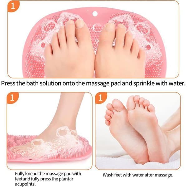 2-delt brusefodvasker, fodbad, fodmassage måtte, brusefodskrubber med