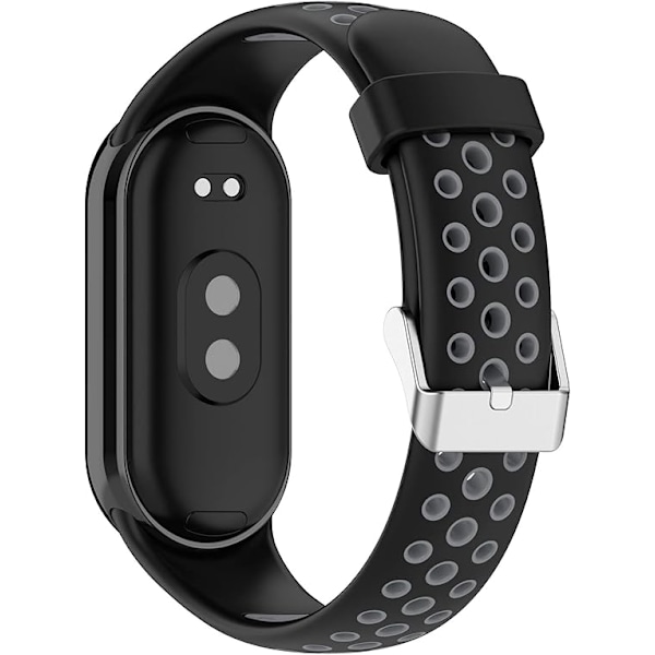 Smart klockarmband kompatibel med Xiaomi Mi Band 8, silikonklockarmband, ersättningsarmband handledsband handledsband loop tillbehör black grey